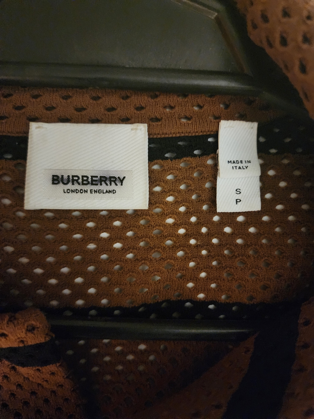 Burberry Brown Striped Mesh Shirt Short Sleeve Oversized - Picture 8 of 9